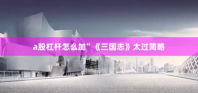 a股杠杆怎么加”《三国志》太过简略